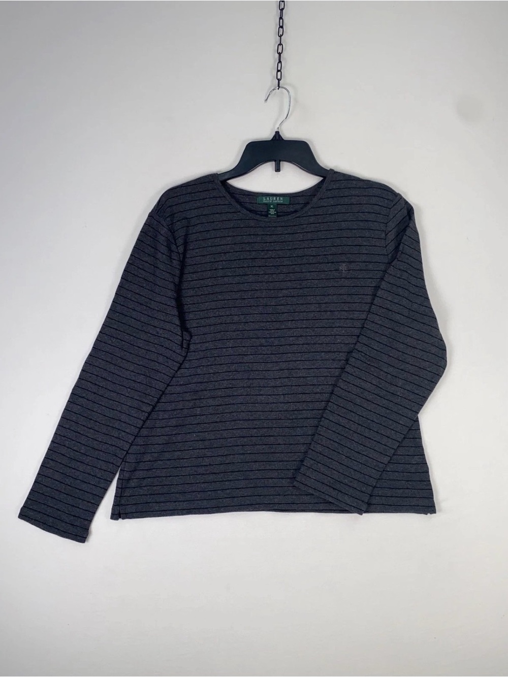 LRL 100% Cotton Crew Neck Long Sleeve Striped Top Size m